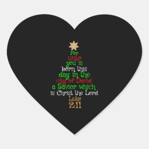 Pegatina En Forma De Corazón Camisetas de árboles de Navidad cristianos