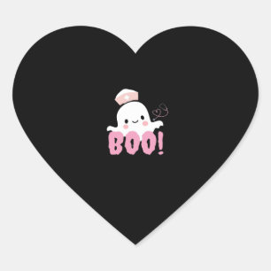 Pegatina En Forma De Corazón Camisetas de enfermería de Halloween ¡Boo femenino