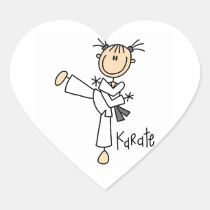 Pegatina En Forma De Corazón Camisetas de karate de chica de figuras de palitos