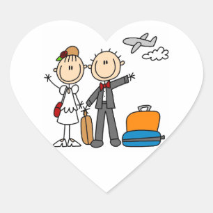 Pegatina En Forma De Corazón Camisetas y regalos de luna de miel de Boda de la