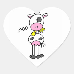 Pegatina En Forma De Corazón Camisetas y regalos de vaca con figura de palo