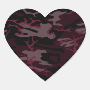Pegatina En Forma De Corazón Camo rojo oscuro
