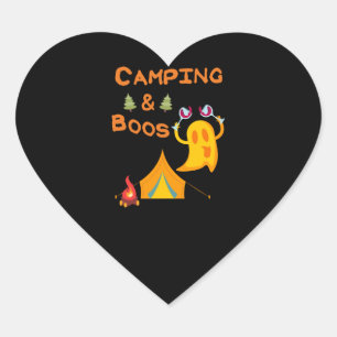 Pegatina En Forma De Corazón Camping & Boos Ghosts Wine Camping Halloween