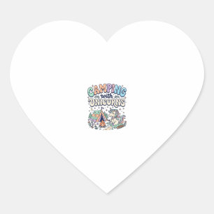 Pegatina En Forma De Corazón Camping de Unicornios con Sticker Kawaii de Unicor