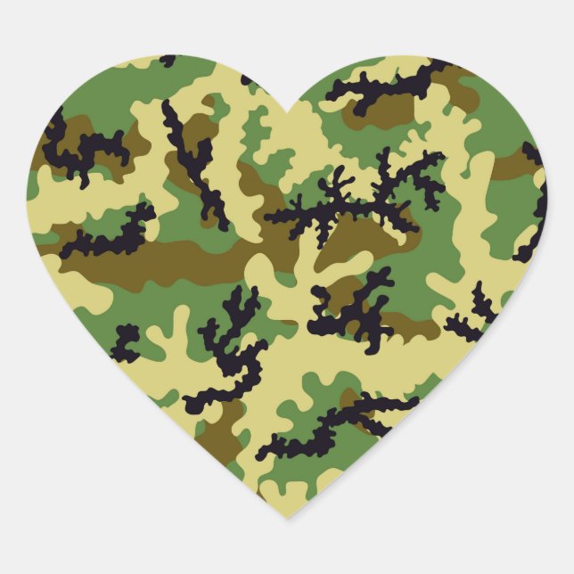 Pegatina En Forma De Corazón Camuflaje de Woodland (Anverso)