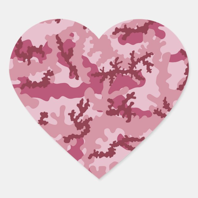 Pegatina En Forma De Corazón Camuflaje rosa (Anverso)