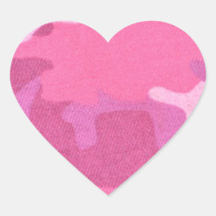Pegatina En Forma De Corazón Camuflaje rosa Patrón militar Destino de paz