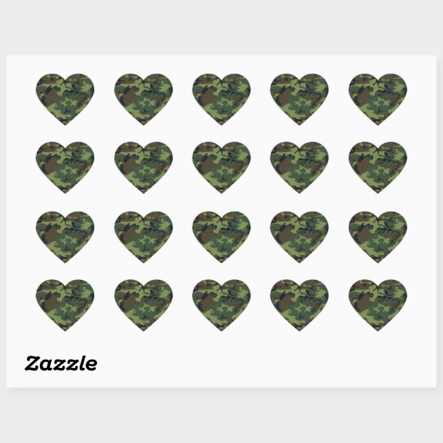 Pegatina En Forma De Corazón Camuflaje verde militar (Hoja)
