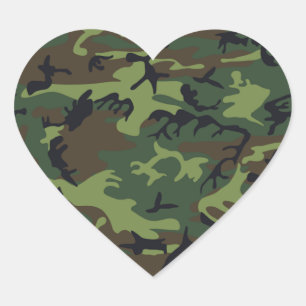 Pegatina En Forma De Corazón Camuflaje verde militar