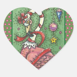 Pegatina En Forma De Corazón CAÑA DE AZÚCAR ROPA DE FLAMINGO CHRISTMAS PINTA Ho