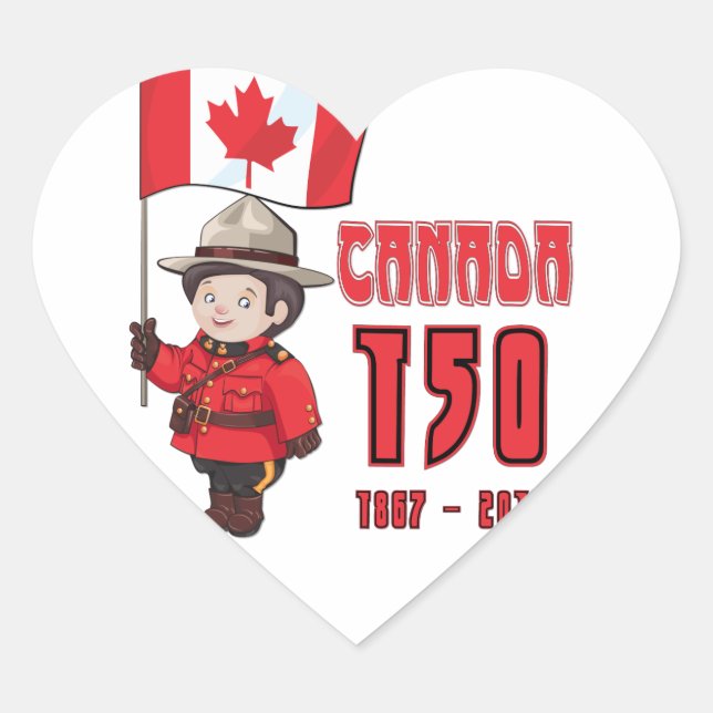Pegatina En Forma De Corazón Canadá 150 años (Anverso)
