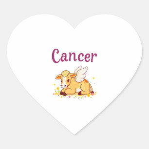 Pegatina En Forma De Corazón Cáncer Zodiac Cow Png, Cáncer curado