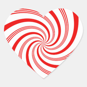 Pegatina En Forma De Corazón Candy Cane en espiral