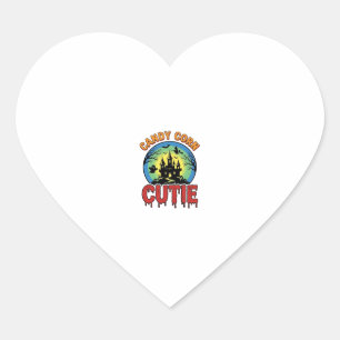 Pegatina En Forma De Corazón Candy Corn Cutie Diseño Antiguo Castillo de Hallow