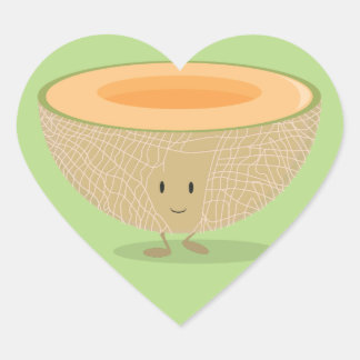 Pegatina En Forma De Corazón Cantaloupe sonriente