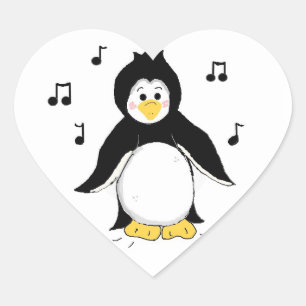 Pegatina En Forma De Corazón Cantando Penguin