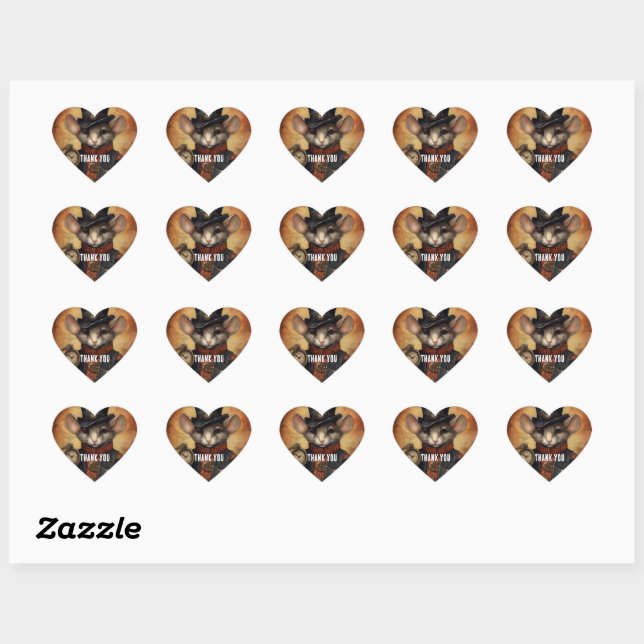 Pegatina En Forma De Corazón Capitán del ratón Steampunk Fuzzypaws (Hoja)