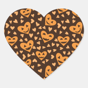 Pegatina En Forma De Corazón Cara de calabaza de Halloween con forma de corazón