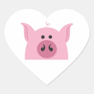 Pegatina En Forma De Corazón Cara de cerdo