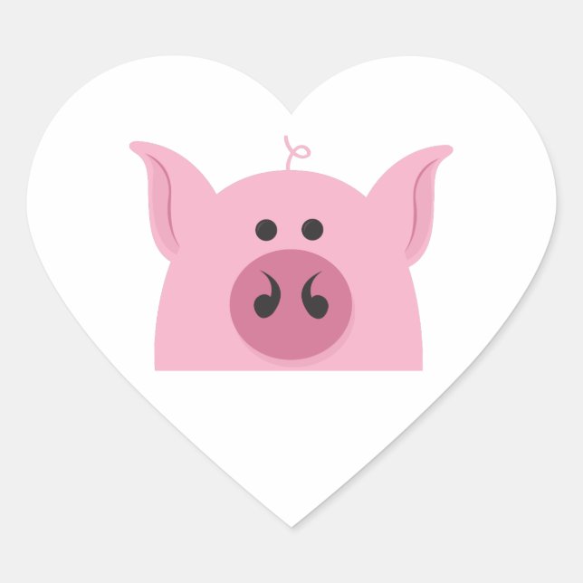 Pegatina En Forma De Corazón Cara de cerdo (Anverso)