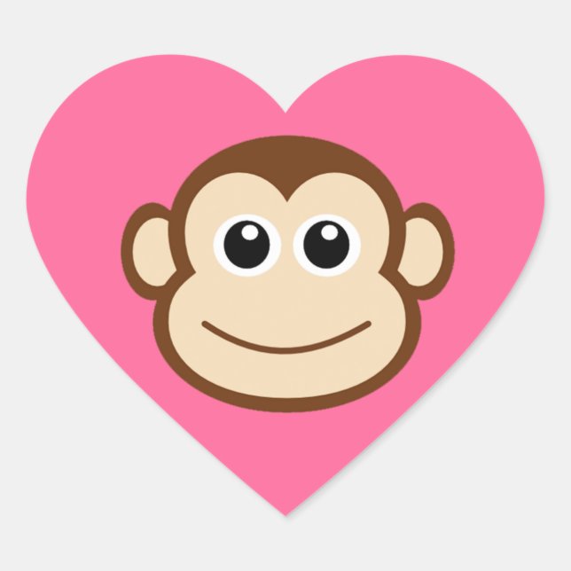 Pegatina En Forma De Corazón Cara de mono de bebé (Anverso)