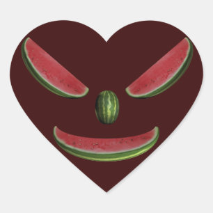 Pegatina En Forma De Corazón Cara de sandía sonriente