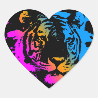 Pegatina En Forma De Corazón Cara de tigre multicolor de Corey Tiger 80