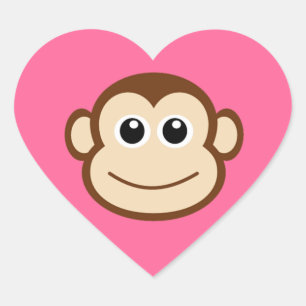 Pegatina En Forma De Corazón Cara linda del mono del bebé