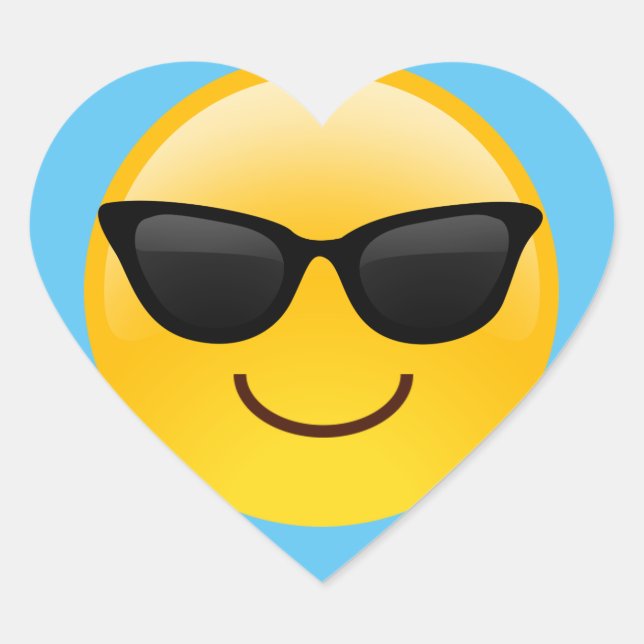 Pegatina En Forma De Corazón Cara sonriente con emoji fresca de las gafas de (Anverso)