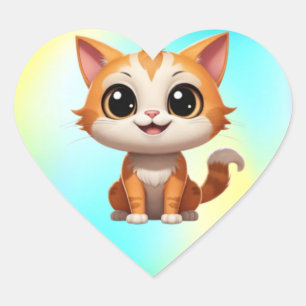 Pegatina En Forma De Corazón Carácter de estilo de Personalizado de gatos de Na