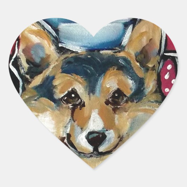 Pegatina En Forma De Corazón Cardigan Welsh Corgi (Anverso)
