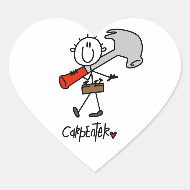 Pegatina En Forma De Corazón Carpintero Con Martillo (Anverso)