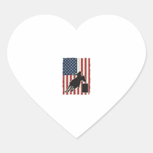 Pegatina En Forma De Corazón Carrera de Barriles Bandera Americana Diseño Vecto