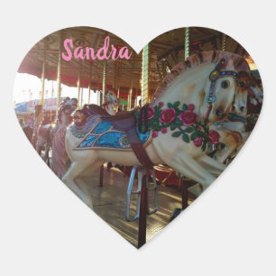 Pegatina En Forma De Corazón Carrusel Carnaval Feria de Carnaval Caballo Merry 