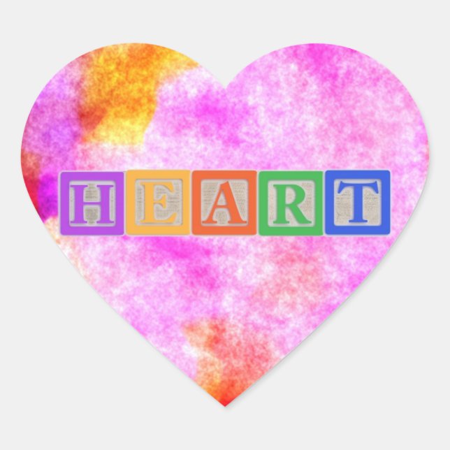 Pegatina En Forma De Corazón Cartas de bloque (Anverso)