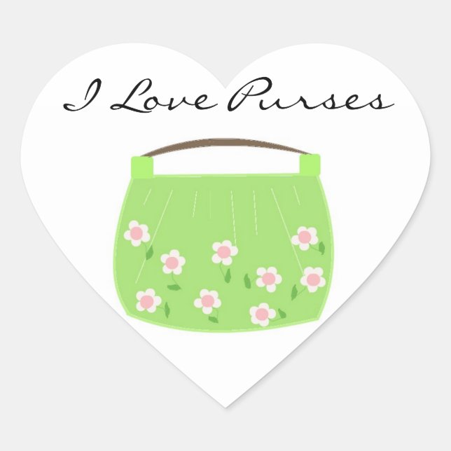 Pegatina En Forma De Corazón Cartera floral verde linda (Anverso)