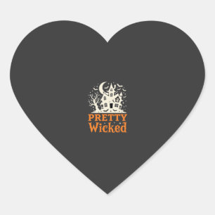Pegatina En Forma De Corazón Casa Embrujada de Halloween Pretty Wicked_1