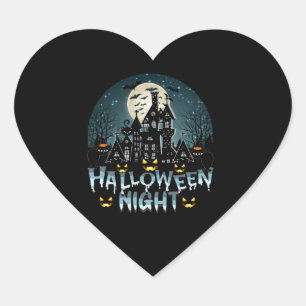 Pegatina En Forma De Corazón Casa embrujada, noche de Halloween de miedo