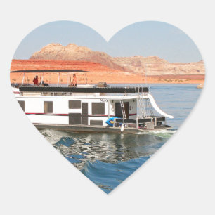 Pegatina En Forma De Corazón Casa flotante que hace las ondas, lago Powell,