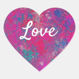 Pegatina En Forma De Corazón Cascada de color Amor texto Forma de corazón