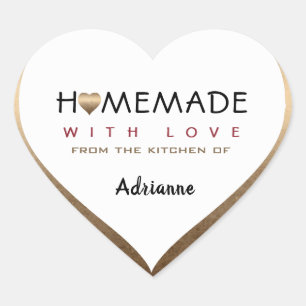 Pegatina En Forma De Corazón Casero con amor desde la cocina de (nombre del che
