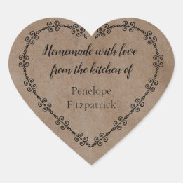 Pegatina En Forma De Corazón Casero Rústico con Amor desde tu Cocina Kraft