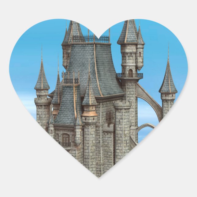 Pegatina En Forma De Corazón Castillo de Cuento de Hadas (Anverso)