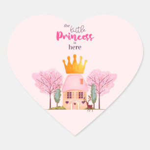 Pegatina En Forma De Corazón Castillo de hadas rosadas para niñas bebé