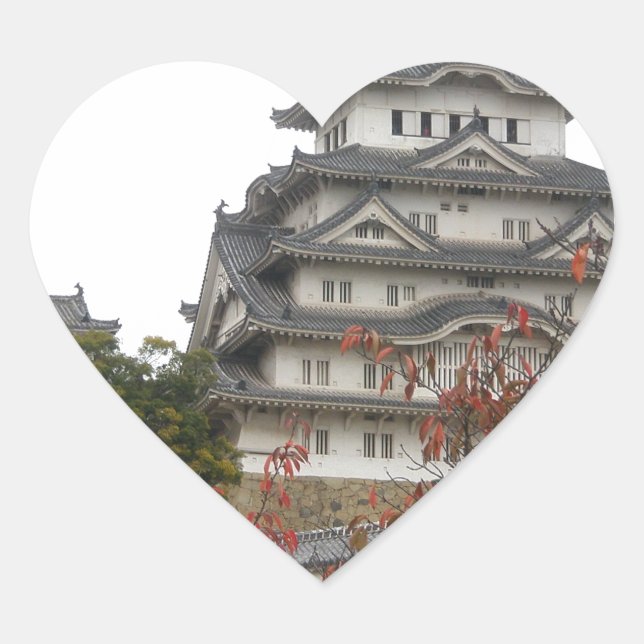 Pegatina En Forma De Corazón Castillo de Viajes Himeji (Anverso)
