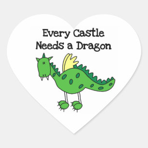 Pegatina En Forma De Corazón Castillo Dragón