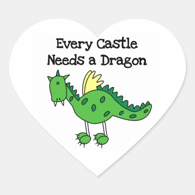 Pegatina En Forma De Corazón Castillo Dragón (Anverso)