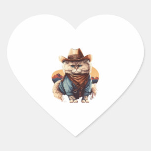 Pegatina En Forma De Corazón Cat Cowboy Gorra meow Cowboy Cat Meme
