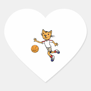Pegatina En Forma De Corazón Cat Juega Baloncesto, Jersey Deportivo de Balonces