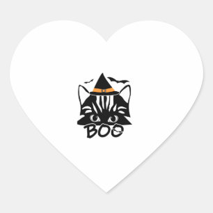 Pegatina En Forma De Corazón Cat Kitten Kitty Novedad Graciosa Halloween Spooky